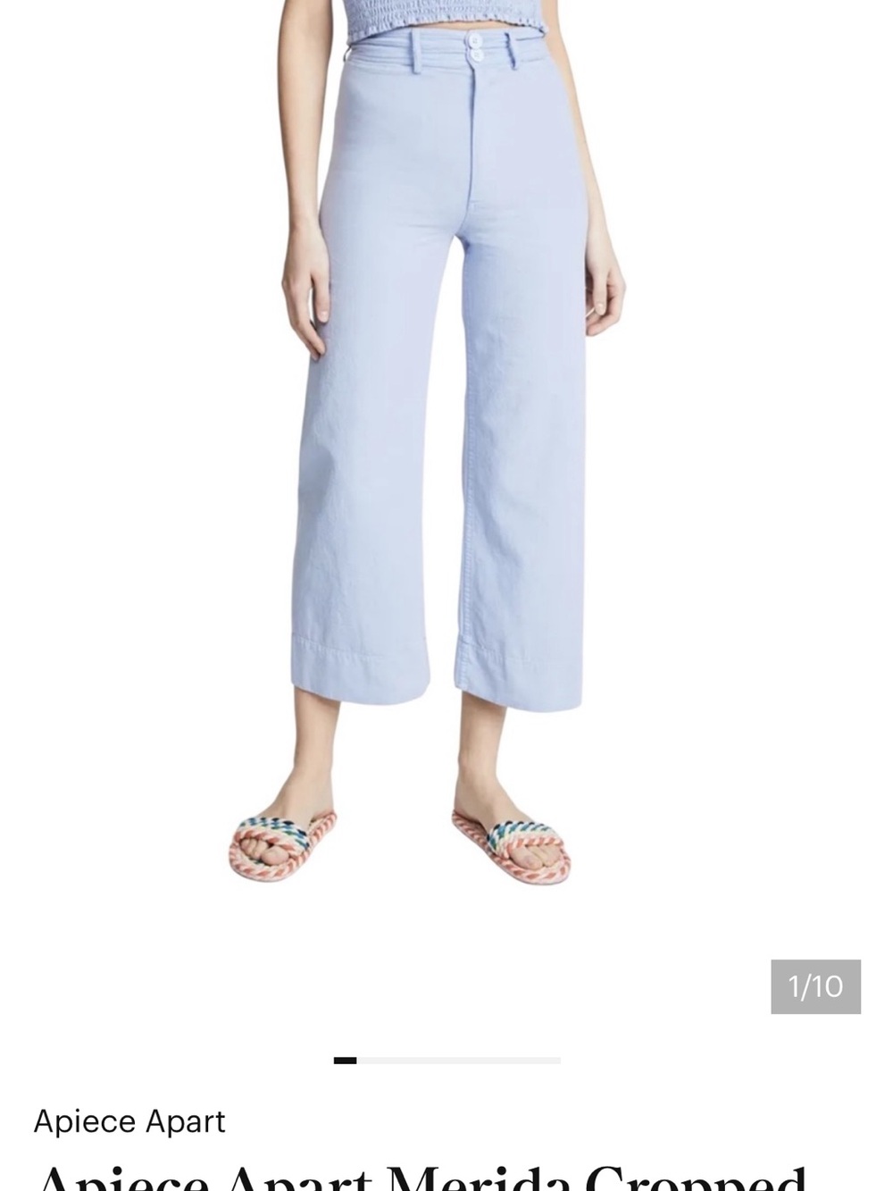 Apiece Apart Merida Wide Leg Cropped Pants Light Blue/Lavender Size 2 - Picture 4 of 5